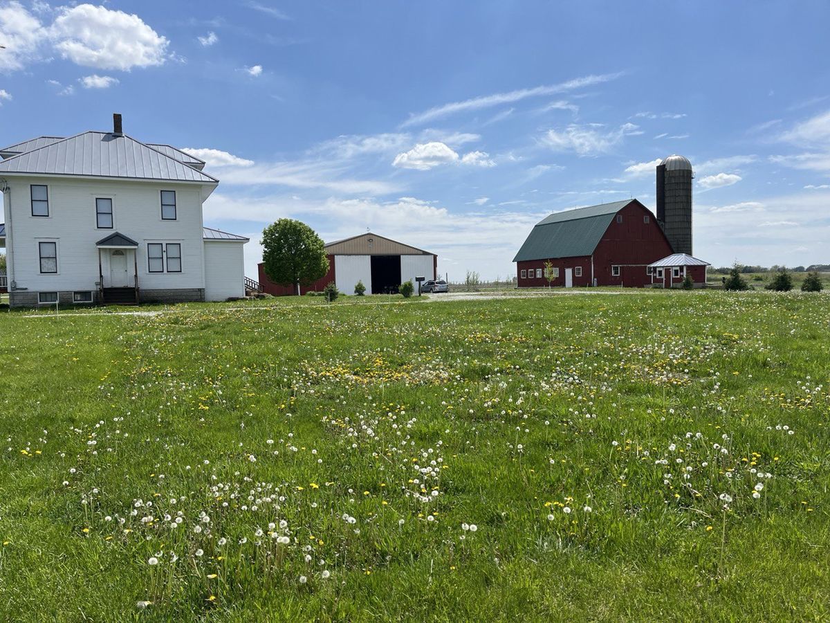 Rock Creek farmstead showing farmhouse, Morton building, and barn